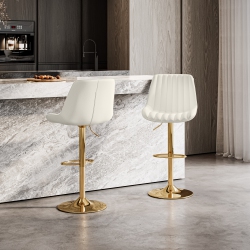 CORLIVING Adjustable Bar Stools, Set Of 2 In Gold