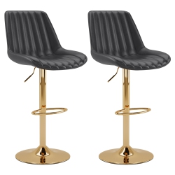 CORLIVING Adjustable Bar Stools, Set Of 2 In Gold