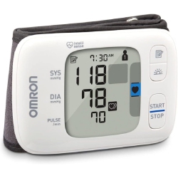 OMRON Wireless Wrist Blood Pressure Monitor - Stores Up to 200 Readings for Two Users (100 Each) In Gold