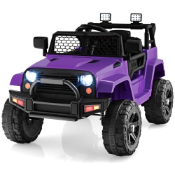 TOPBUY 12V Kids Ride On Car Electric Vehicle Jeep With Parental Remote Music Horn Headlights Slow Start Function Black/white/pink