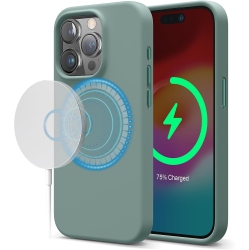 ELAGO Magnetic Silicone Case Compatible \w Iphone 15 Pro Case 6.1 Inch Compatible \w All Magsafe Accessories - Built-In Magnets, Soft Grip Silicone