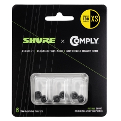 SHURE 100-Series Comply Foam Sleeves for Earphones - 6 Pack (Extra-Small) In Black