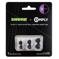 SHURE 100-Series Comply Foam Sleeves for Earphones - 6 Pack (Assorted) In Black