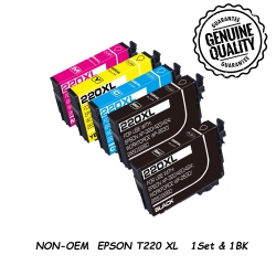 BESTONER [New Chip]1Set & 1Bk Compatible Ink Cartridge Replacement for Epson T220 220 Xl to Use \w Expression Home Xp-320 420 424 Workforce Wf-2630