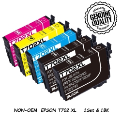 BESTONER [New Chip] 1Set & 1Bk Compatible Ink Cartridge Replacement for Epson T702 Epson T702Xl to Use \w Workforce Pro Wf-3720, Workforce Pro