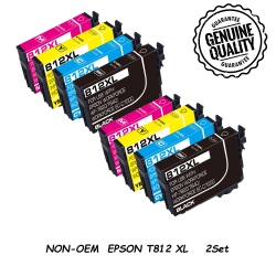 BESTONER [New Chip] 2Set Compatible Ink Cartridge Replacement for Epson T812 812Xl to Use \w Workforce Ec-C7000 Color Mfp Wf-7310 Wf-7820 Wf-7840