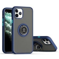 CSMART 【】 Rubberized Hybrid Magnetic Kickstand Case With Ring Holder for Iphone 15 Pro Max In Navy