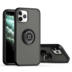 CSMART 【】 Rubberized Hybrid Magnetic Kickstand Case With Ring Holder for Iphone 15 Pro Max In Black