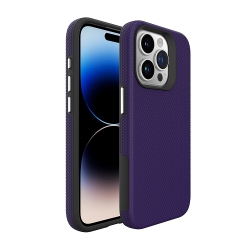 ICM Topsave Triangle Pattern PC Back+Inner Tpu Dual Layer Hybrid Case for Iphone 15 Plus (6.7") In Purple