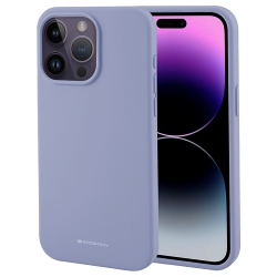 GOOSPERY Topsave Liquid Silicone Gel Rubber Full Body Protection Cover Case for Iphone 15 Pro (6.1), Lavender In Gray