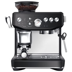 Breville Barista Express Impress Espresso Machine with Frother & Coffee Grinder - Black Stainless Steel