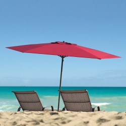 CORLIVING Contemporary 7.5 Ft. Deluxe Beach Umbrella - Wine In Red