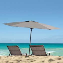 CORLIVING Contemporary 7.5 Ft. Deluxe Beach Umbrella - Sand In Grey