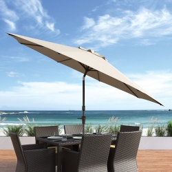 CORLIVING Contemporary 10 Ft. Deluxe Tilting Patio Umbrella - Warm In White