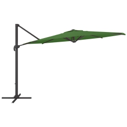 CORLIVING Deluxe Full-Sized 11 Ft. Circular Offset Patio Umbrella - Forest In Green