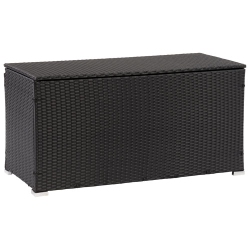 CORLIVING Parksville Resin Wicker Patio Cushion Box - Black/ash In Grey