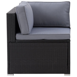 CORLIVING Parksville Resin Wicker Patio Corner Chair - Black/ash In Grey
