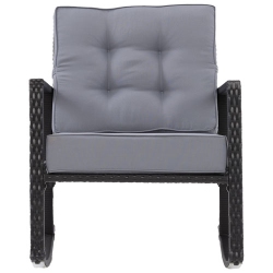 CORLIVING Parksville Resin Wicker Patio Rocking Chair - Black/ash In Grey