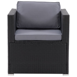 CORLIVING Parksville Resin Wicker Patio Armchair Chair - Black/ash In Grey