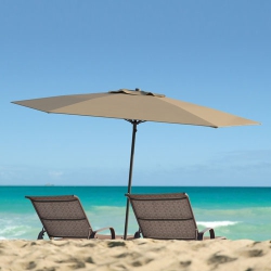 CORLIVING Contemporary 7.5 Ft. Deluxe Beach Umbrella - Sandy In Brown