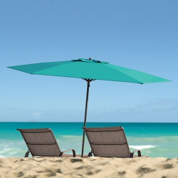 CORLIVING Contemporary 7.5 Ft. Deluxe Beach Umbrella - Turquoise In Blue
