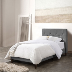 CORLIVING Nova Ridge Upholstered Modern Platform Bed-Twin-Light In Grey
