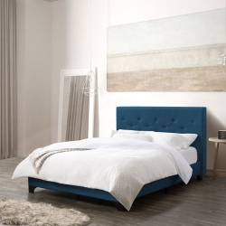 CORLIVING Nova Ridge Contemporary Upholstered Platform Bed - Double - Ocean In Blue
