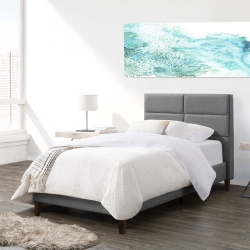 CORLIVING Bellevue Modern Upholstered Platform Bed-Twin-Light In Grey