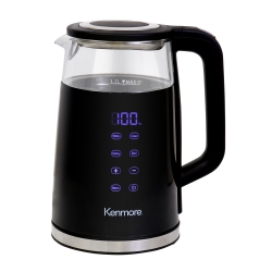 KENMORE Double-Walled Glass Electric Kettle 1.7L, Digital Temperature Control With 4 Pre-Sets In Black