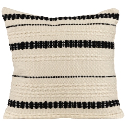 NORTHLIGHT 20" And Black Handloom Woven Outdoor Square Throw Pillow In White