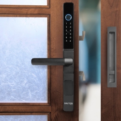DALTON SMART LOCKS No-Drill Smart Lock Designed for Glass Sliding Doors 10-12MM Bluetooth Fingerprint Keypad In Black