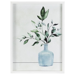 NORTHLIGHT Greenery With Vase Wooden Framed Wall Art - 15.5" X 12