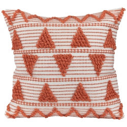 NORTHLIGHT 20" And Cream Handloom Woven Outdoor Square Throw Pillow In Orange