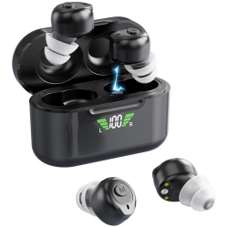 MEDCA Rechargeable Bluetooth Hearing Amplifiers for Seniors & Adults Â€“ Digital Psap Pair, Active Noise Cancelling, HD Lcd Charging Case, No