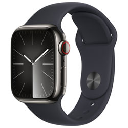 Apple Watch Series 9 (Gps + Cellular) Avec Boîtier De 41 Mm En Acier Inoxydable Graphite Et Bracelet Sport Minuit Par Telus - Petit/moyen - Financement Mensuel