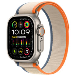 Virgin Plus Apple Watch Ultra 2 (GPS + Cellular) 49mm Titanium Case w/Orange Beige Trail Loop - S/M - Monthly Financing