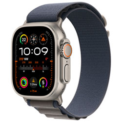 Apple Watch Ultra 2 (Gps + Cellular) Avec Boîtier De 49 Mm En Titane Et Bracelet Alpin Bleu Par Bell - Grand - Financement Mensuel