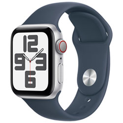 Apple Watch Se (Gps + Cellular) Avec Boîtier De 40 Mm En Aluminium Argenté Et Bracelet Sport Bleu Tempête Par Telus - Petit/moyen - Financement Mensuel