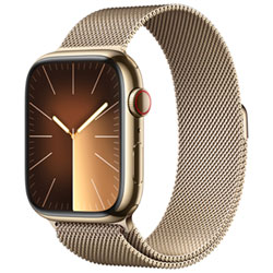 Apple Watch Series 9 (Gps + Cellular) Avec Boîtier De 45 Mm En Acier Inoxydable Doré Et Bracelet Milanais Doré Par Telus - Grand - Financement Mensuel