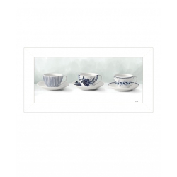 HOMEROOTS Cups & Saucers 1 Framed Print Wall Art In White