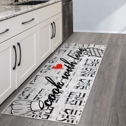 SUSSEXHOME Non Skid Washable Kitchen Runner Rug - Gray&black&red-20"x59