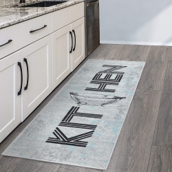 SUSSEXHOME Non Skid Washable Kitchen Runner Rug - Gray&black&blue-20"x59