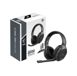 MSI Immerse Gh50 Wireless Gaming Headset, 3.5MM Cable, USB-C to A Charging Cable, Detachable Microphone, Carring Pouch