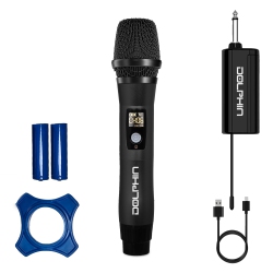 DOLPHIN Mcx11 Uhf Wireless Microphone - USB-C Rechargeable, 50 Channels, Anti-Interference Technology (Black)