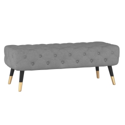 COSMIC HOMES Bench In And Black, Bench for Living Room, Soft, Textured Fabric Upholstery With Button Tufted Bed End Bench, Living Room Bench In Grey