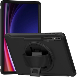 SAHARACASE - Protection Hand Strap Series Case for Samsung Galaxy Tab S10 Ultra, Tab S9 Ultra, And Tab S8 Ultra - In Black