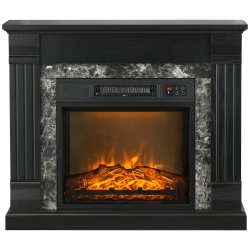 HOMCOM Electric Fireplace Mantel Wood Surround, Freestanding Fireplace Heater \w Realistic Flame, Adjustable Temperature, Timer, Overheating