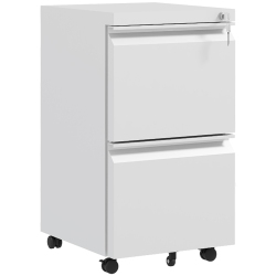 VINSETTO Mobile Vertical Filing Cabinet With Lock, 2-Drawer Steel File Cabinet With Adjustable Hanging Bar for Letter, A4 And Legal Size In White