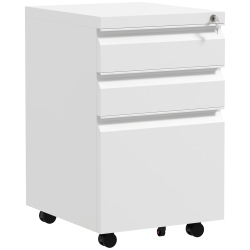 VINSETTO 3 Drawer File Cabinet \w Lock, Steel Vertical Filing Cabinet \w 5 Wheels And Hanging Bar for A4/legal/letter Size Files, Printer Stand \w