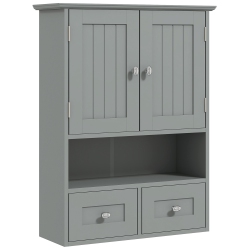 KLEANKIN Bathroom Wall Cabinet, Medicine Cabinet, Over Toilet Storage Cabinet With Shelf And Drawers for Hallway, Living Room In Grey